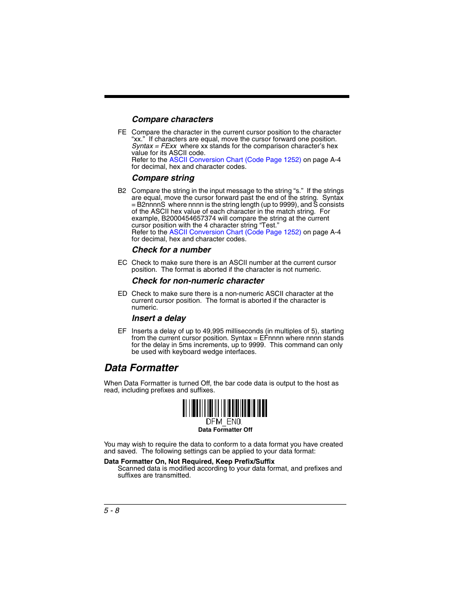 Data formatter, Data formatter -8 | Honeywell VOYAGER 1250G User Manual | Page 92 / 240