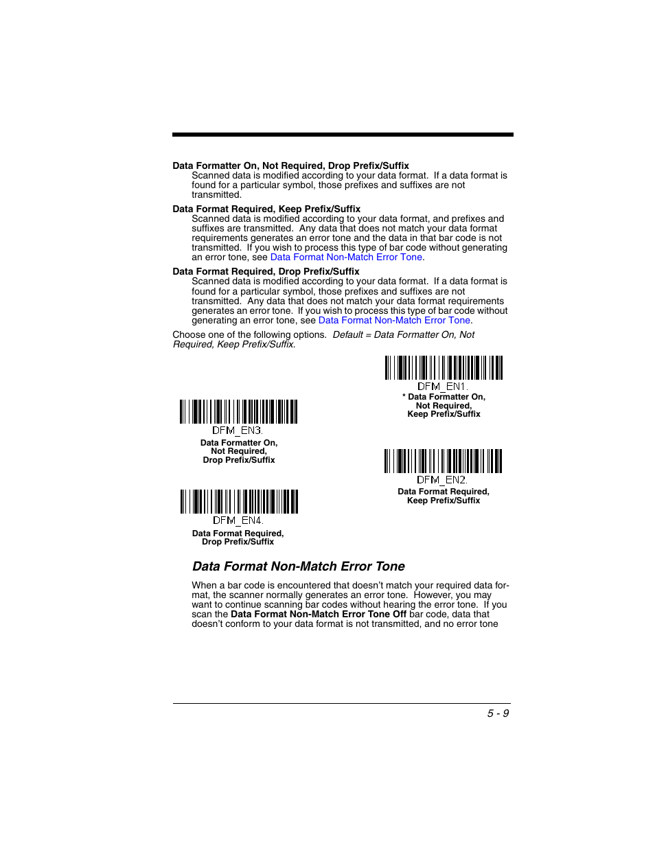 Data format non-match error tone, Data format non-match error tone -9 | Honeywell VOYAGER 1250G User Manual | Page 93 / 240