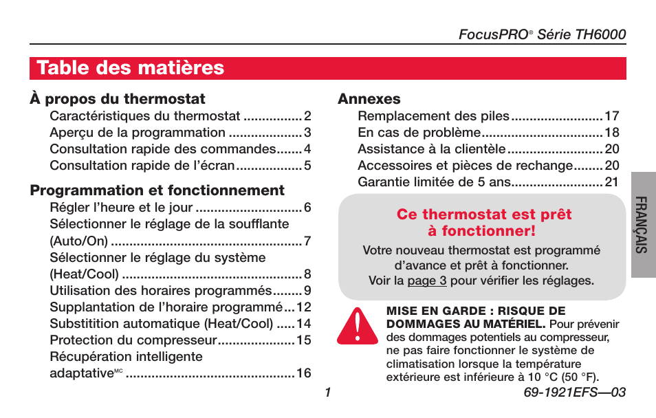 Honeywell FocusPRO TH6000 Series User Manual | Page 29 / 80