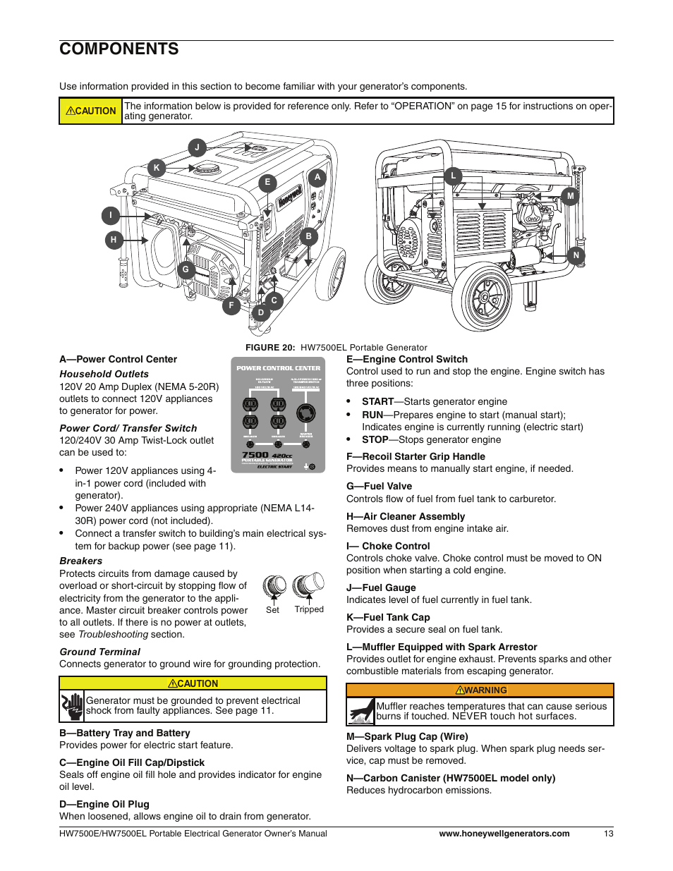 Components | Honeywell HW7500EL User Manual | Page 19 / 94