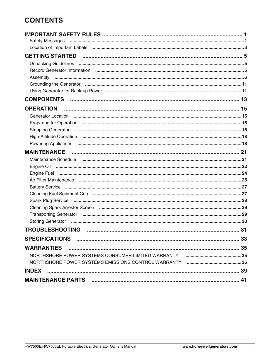 Honeywell HW7500EL User Manual | Page 5 / 94