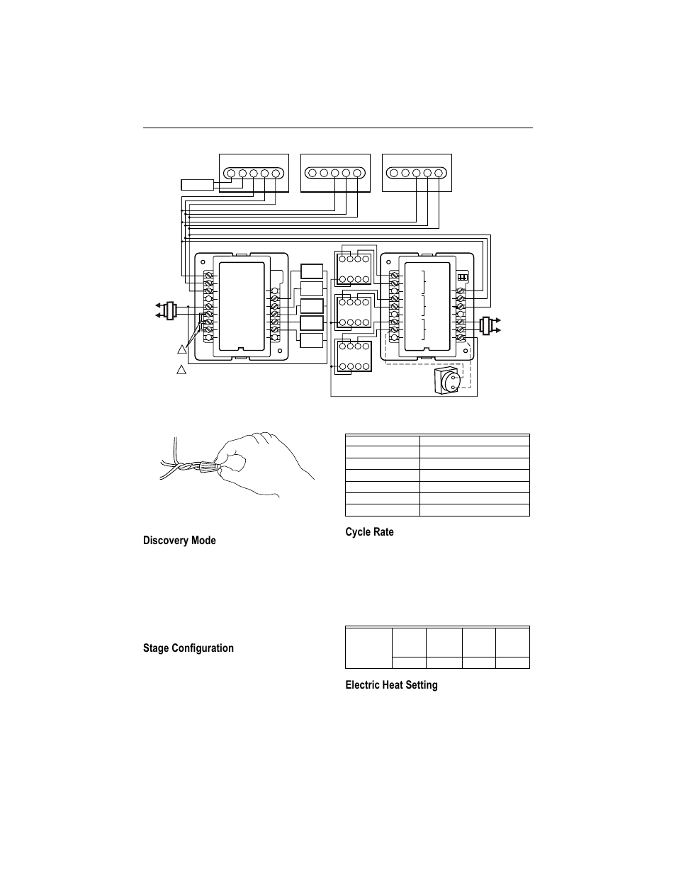 Discovery mode, Stage configuration, Cycle rate | Electric heat setting | Honeywell W8635A User Manual | Page 3 / 6