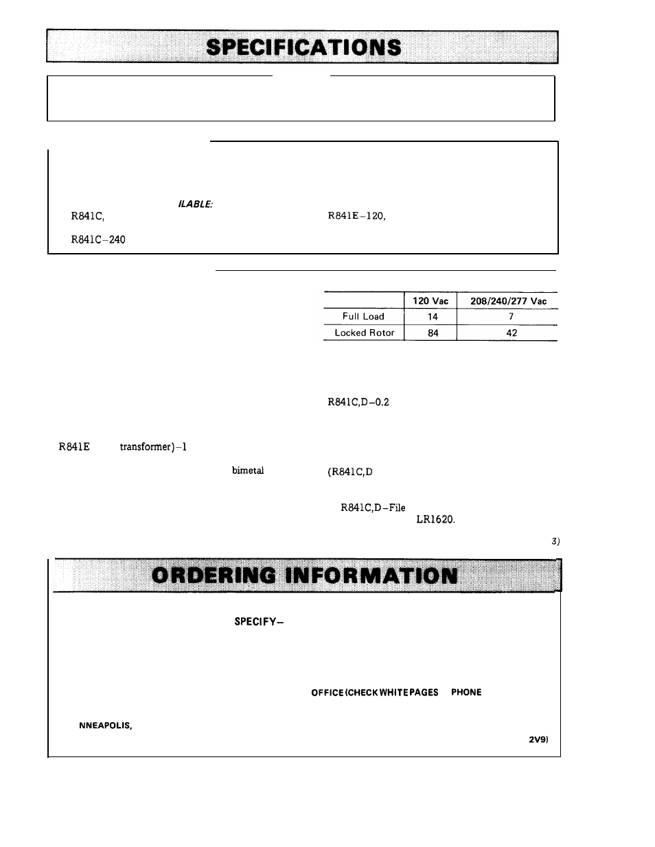 Tradeline models, Standard models | Honeywell R841C-E User Manual | Page 2 / 7
