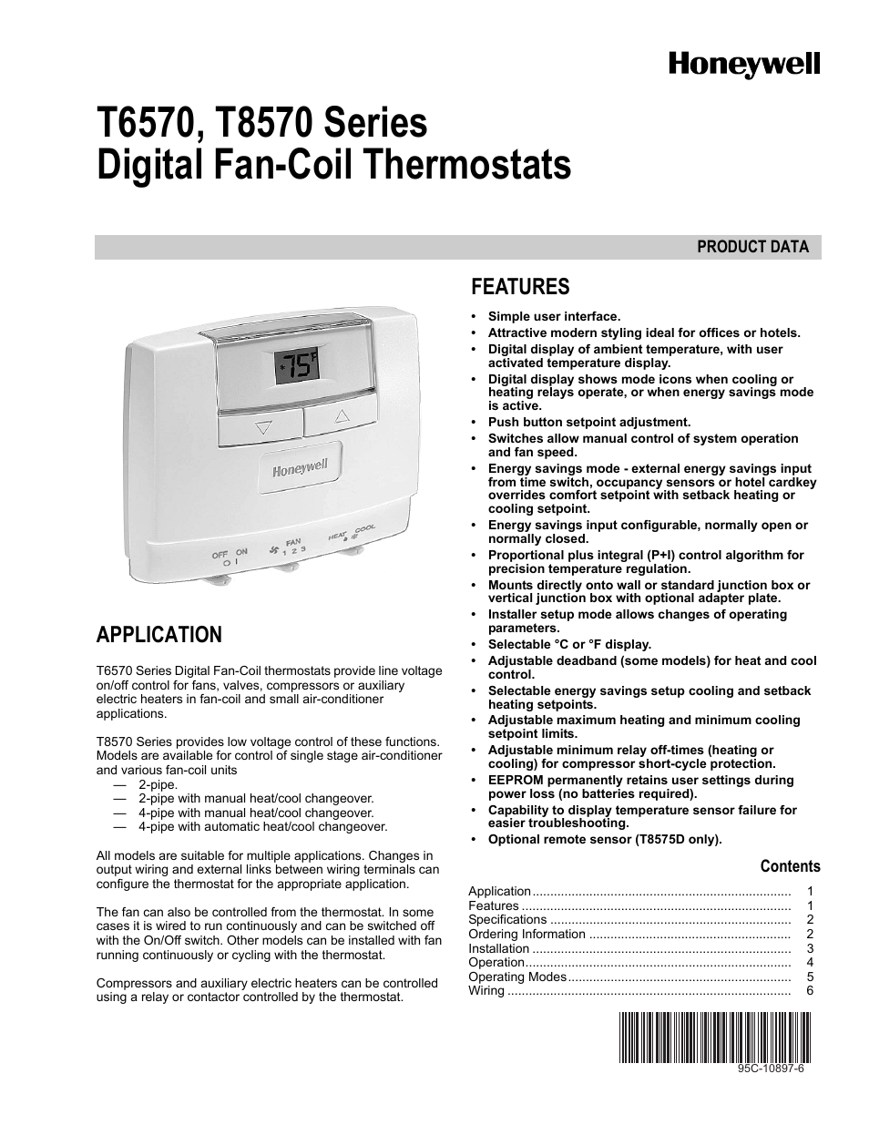 Honeywell T6570 User Manual | 12 pages