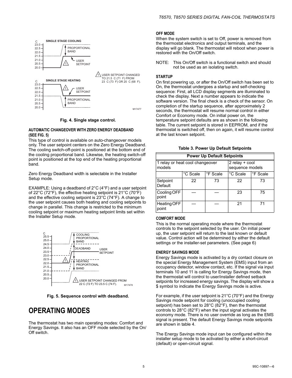 Operating modes | Honeywell T6570 User Manual | Page 5 / 12