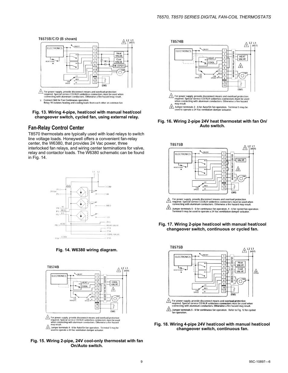 Fan-relay control center | Honeywell T6570 User Manual | Page 9 / 12