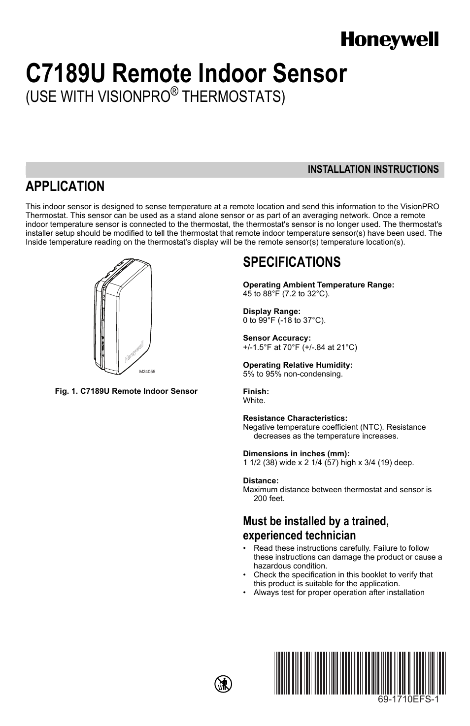 Honeywell C7189U User Manual | 12 pages