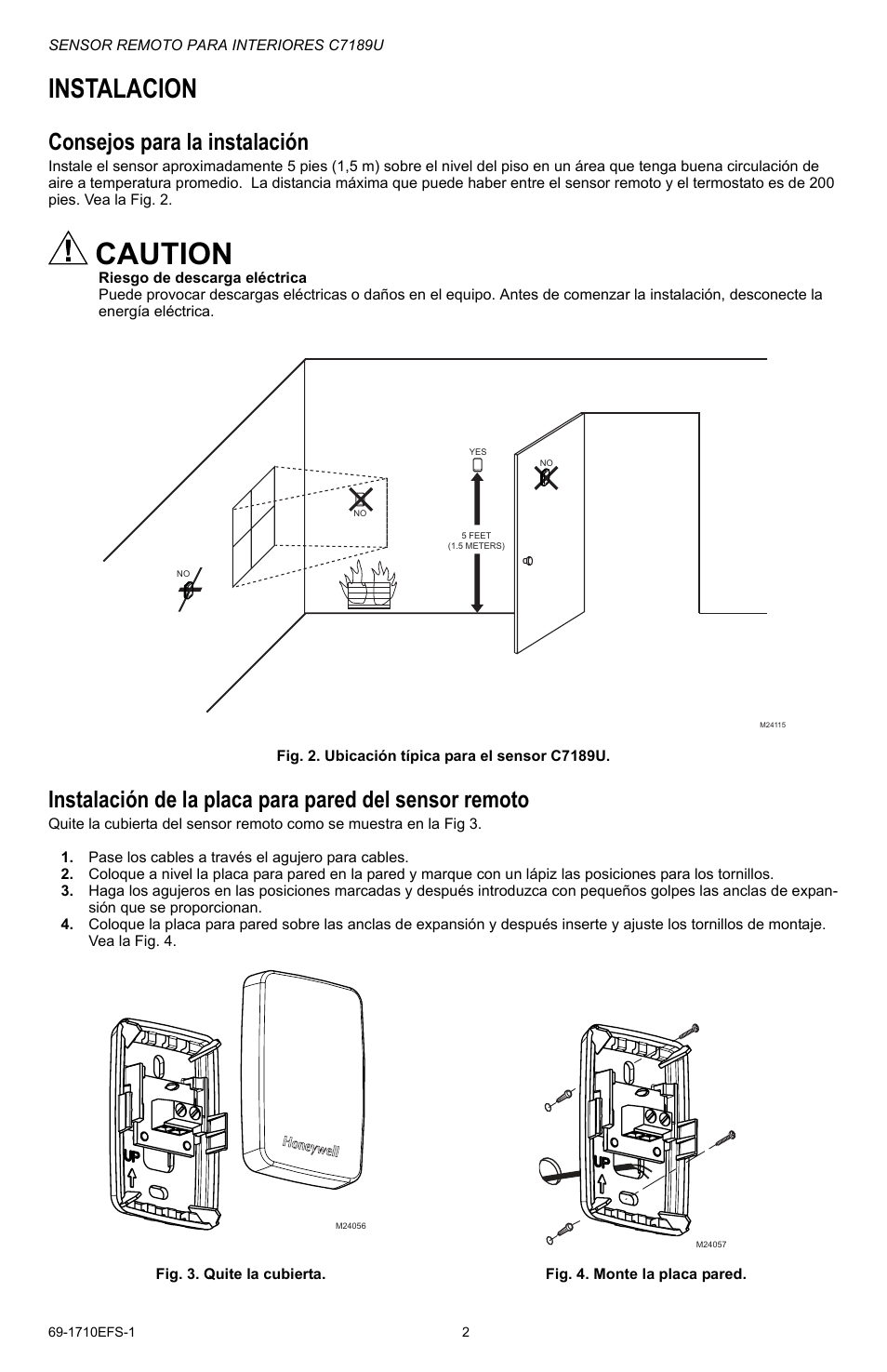 Caution, Instalacion, Consejos para la instalación | Honeywell C7189U User Manual | Page 10 / 12