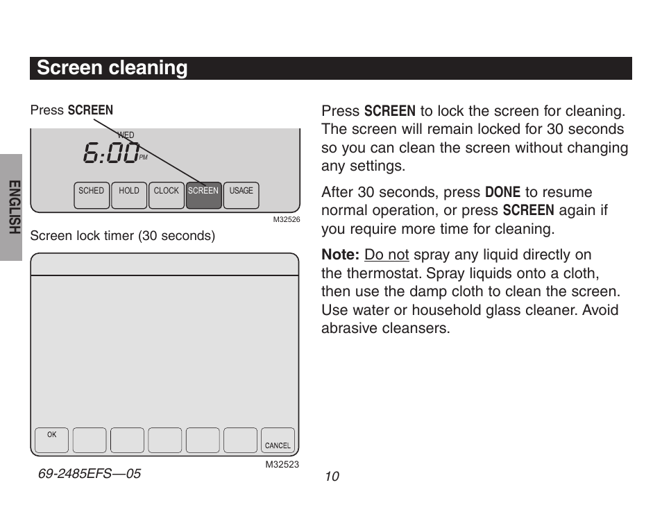 About your new thermostat, Screen cleaning | Honeywell TH8320ZW User Manual | Page 12 / 72