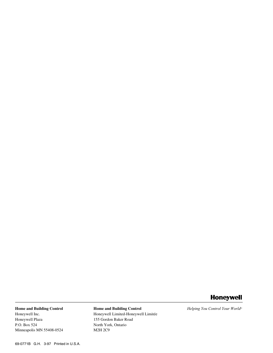 Honeywell ST9103A User Manual | Page 6 / 6