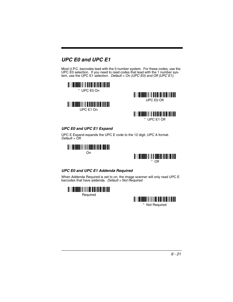 Upc e0 and upc e1, Upc e0 and upc e1 expand, Upc e0 and upc e1 addenda required | Upc e0 and upc e1 -21 | Honeywell 2020 User Manual | Page 109 / 188