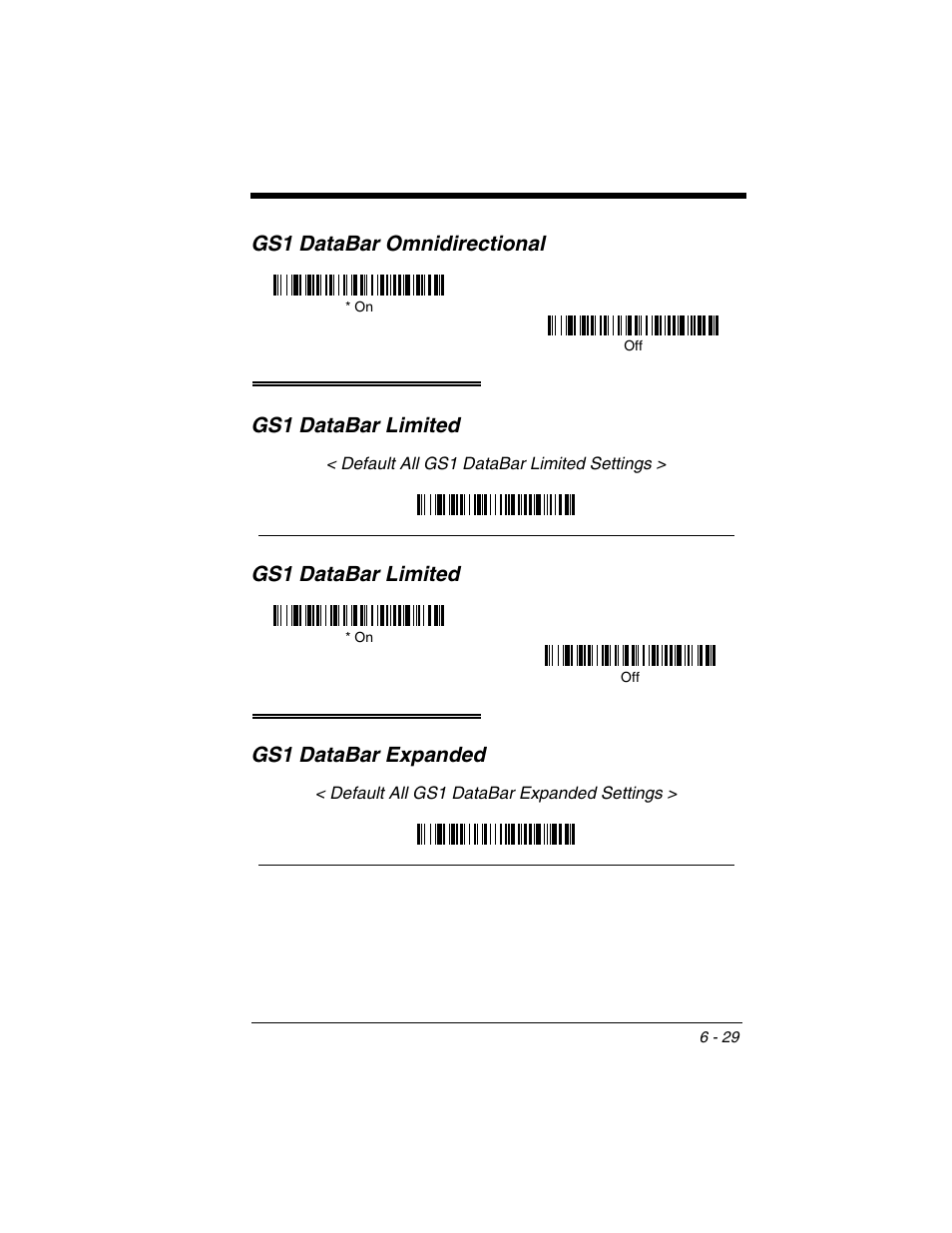Gs1 databar omnidirectional, Gs1 databar limited, Gs1 databar omnidirectional gs1 databar limited | Gs1 databar limited gs1 databar expanded | Honeywell 2020 User Manual | Page 117 / 188