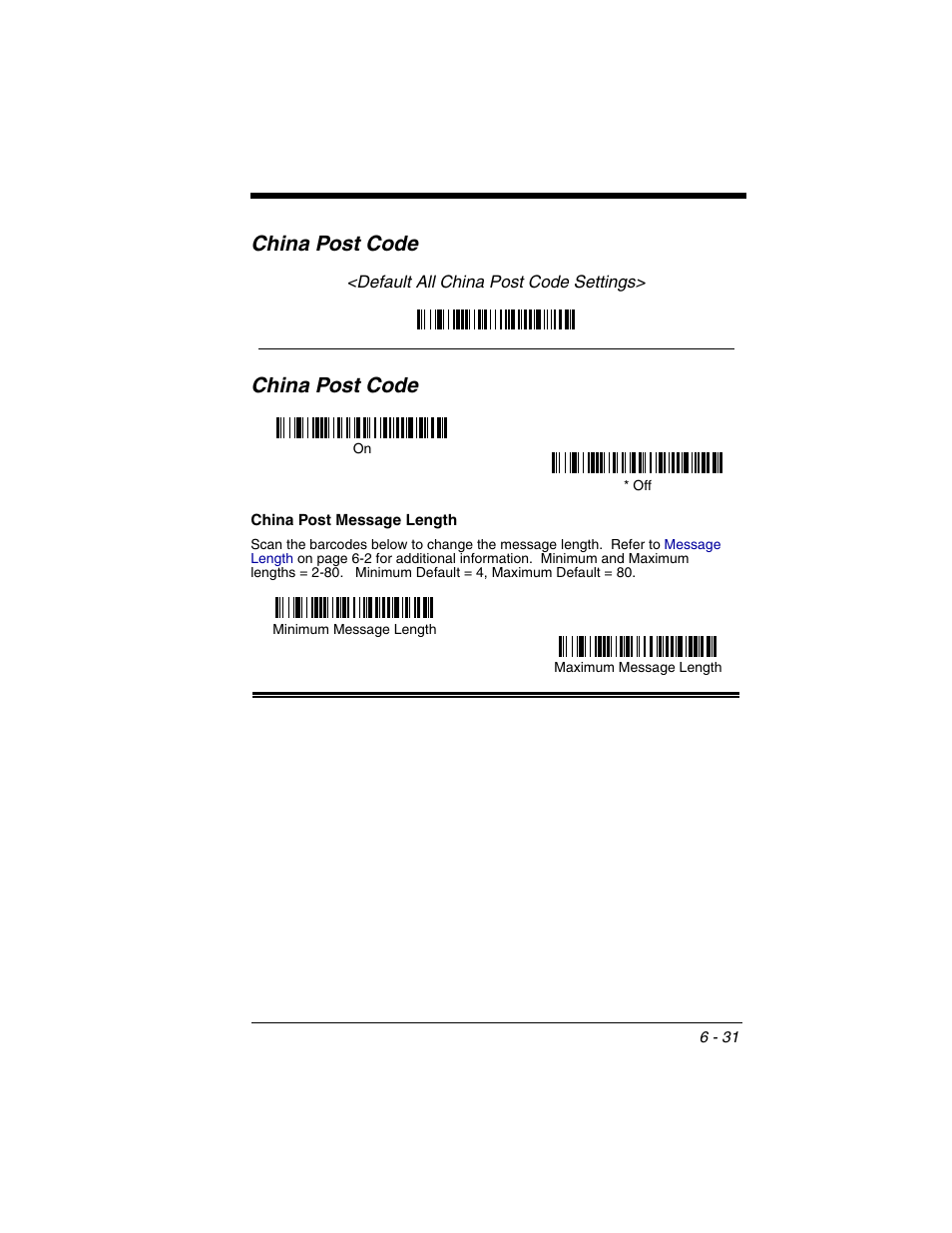 China post code, China post code -31 | Honeywell 2020 User Manual | Page 119 / 188
