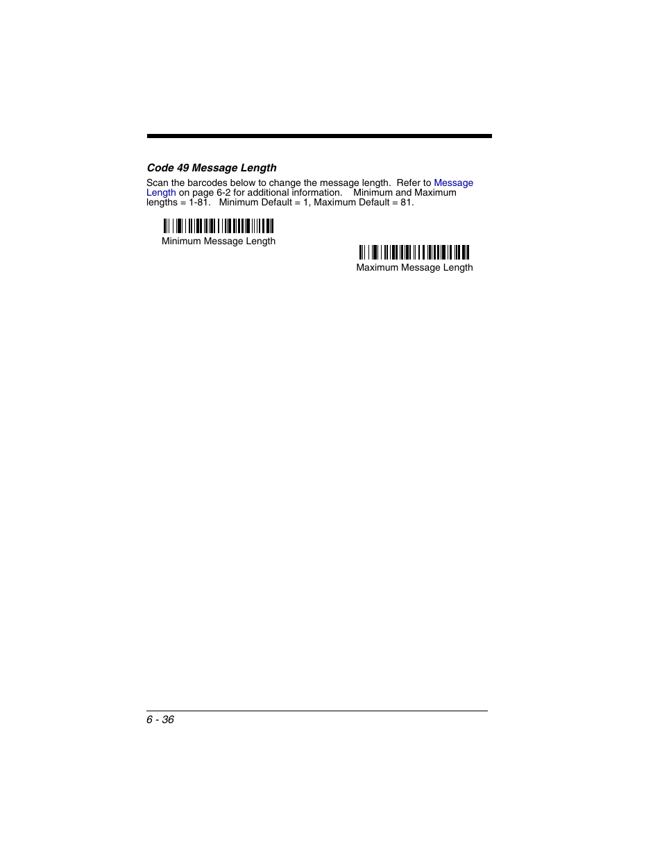 Code 49 message length, Code 49 message length -36 | Honeywell 2020 User Manual | Page 124 / 188