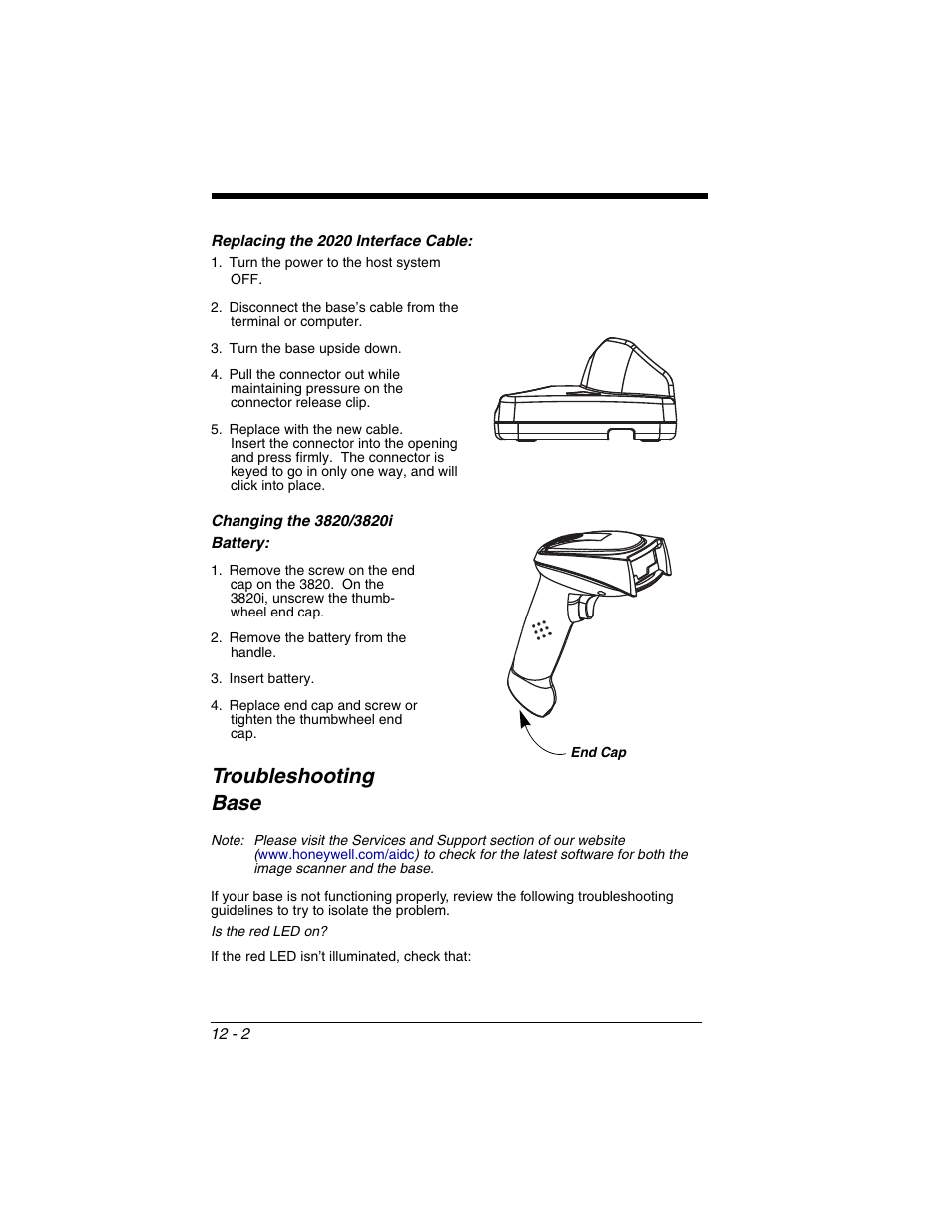 Replacing the 2020 interface cable, Troubleshooting base, Replacing the 2020 interface cable: -2 | Troubleshooting base -2, Ctions are on | Honeywell 2020 User Manual | Page 170 / 188