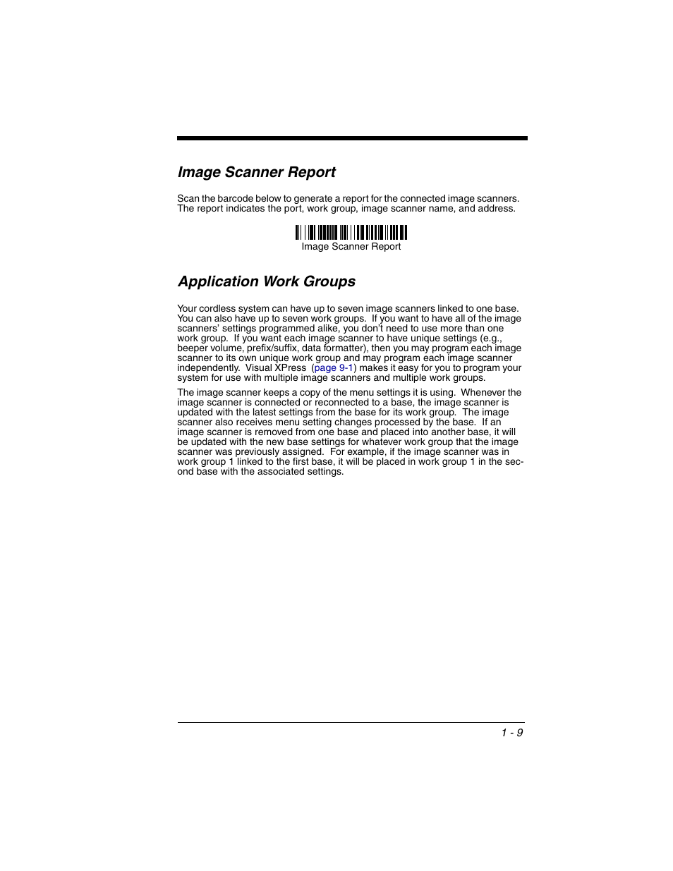 Image scanner report, Application work groups, Image scanner report -9 application work groups -9 | Honeywell 2020 User Manual | Page 27 / 188