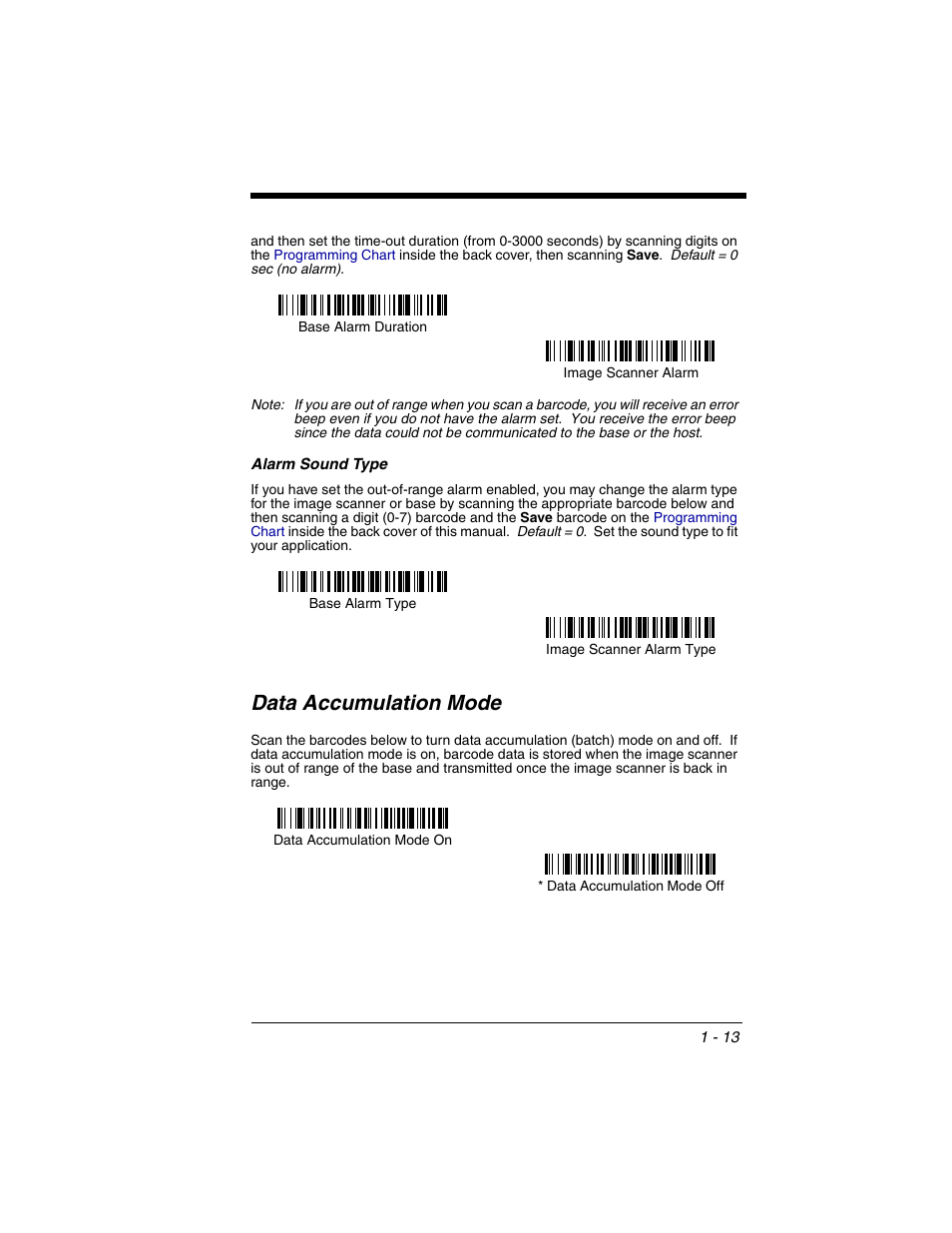 Alarm sound type, Data accumulation mode, Alarm sound type -13 | Data accumulation mode -13 | Honeywell 2020 User Manual | Page 31 / 188