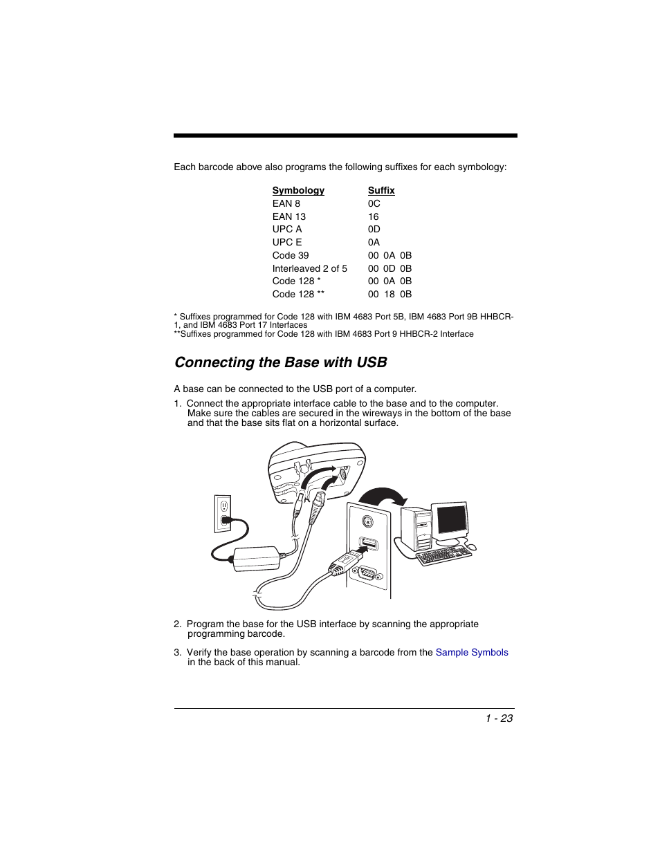 Connecting the base with usb, Connecting the base with usb -23 | Honeywell 2020 User Manual | Page 41 / 188