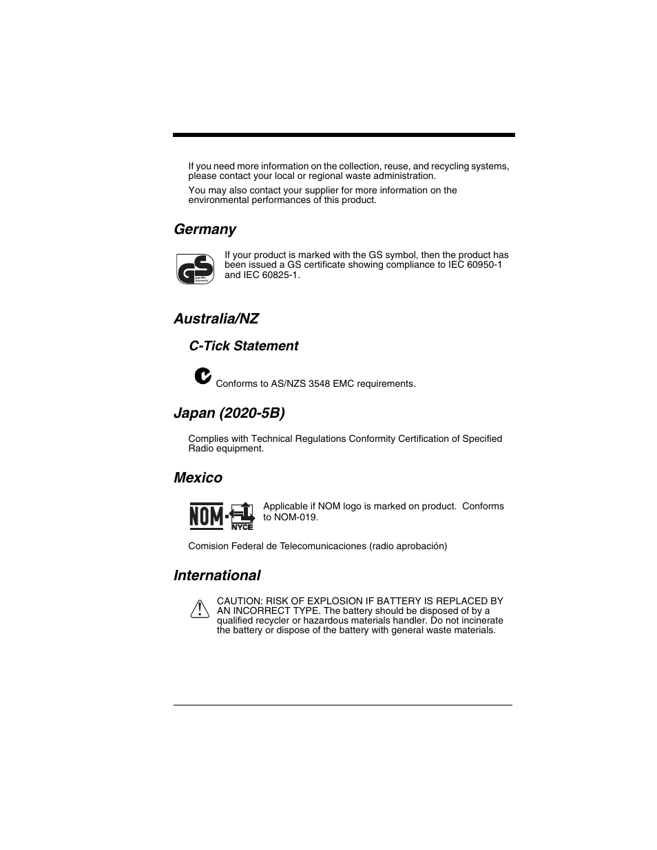 Germany, Australia/nz, Mexico | International | Honeywell 2020 User Manual | Page 5 / 188