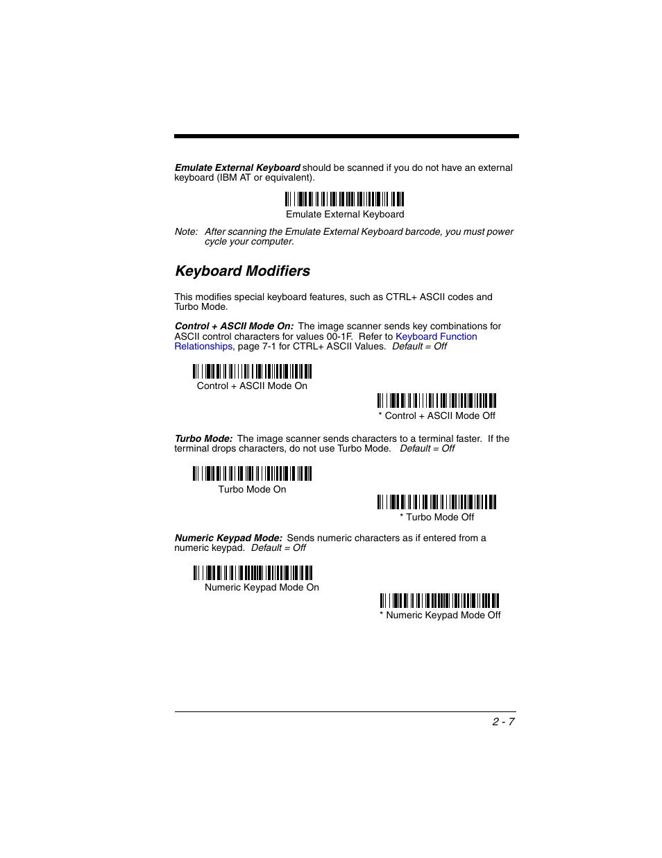 Keyboard modifiers, Keyboard modifiers -7 | Honeywell 2020 User Manual | Page 53 / 188
