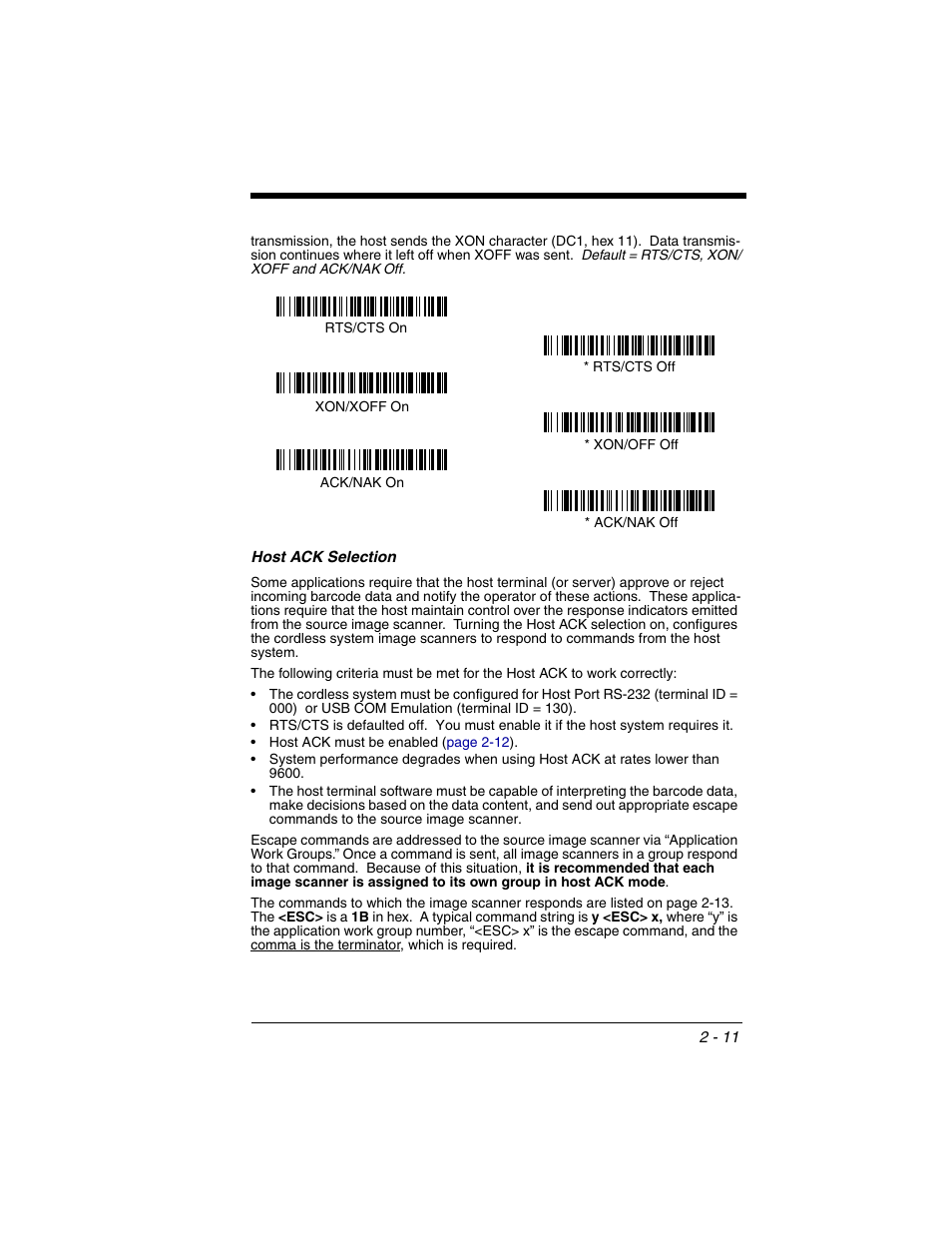 Host ack selection, Host ack selection -11 | Honeywell 2020 User Manual | Page 57 / 188