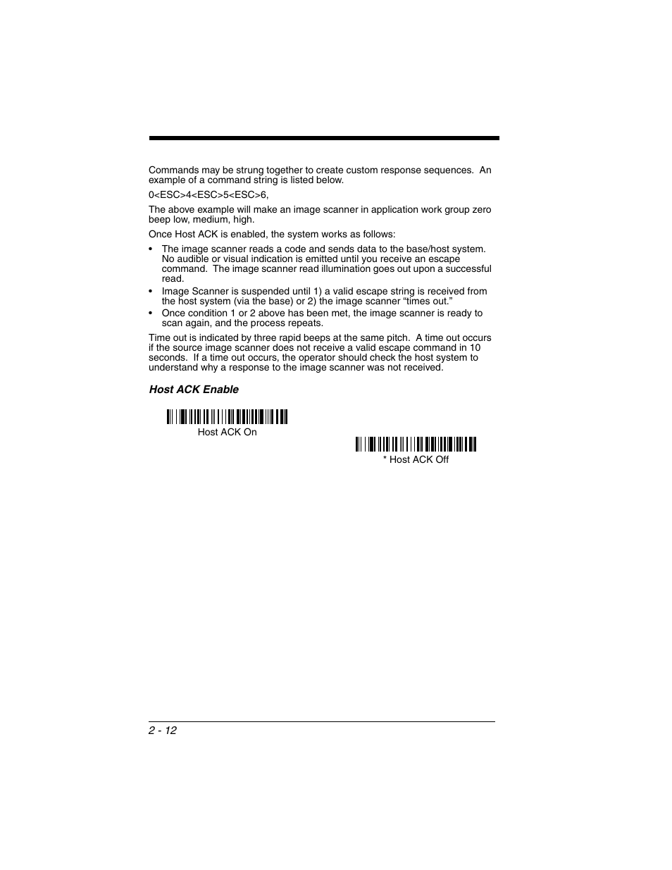 Host ack enable, Host ack enable -12 | Honeywell 2020 User Manual | Page 58 / 188