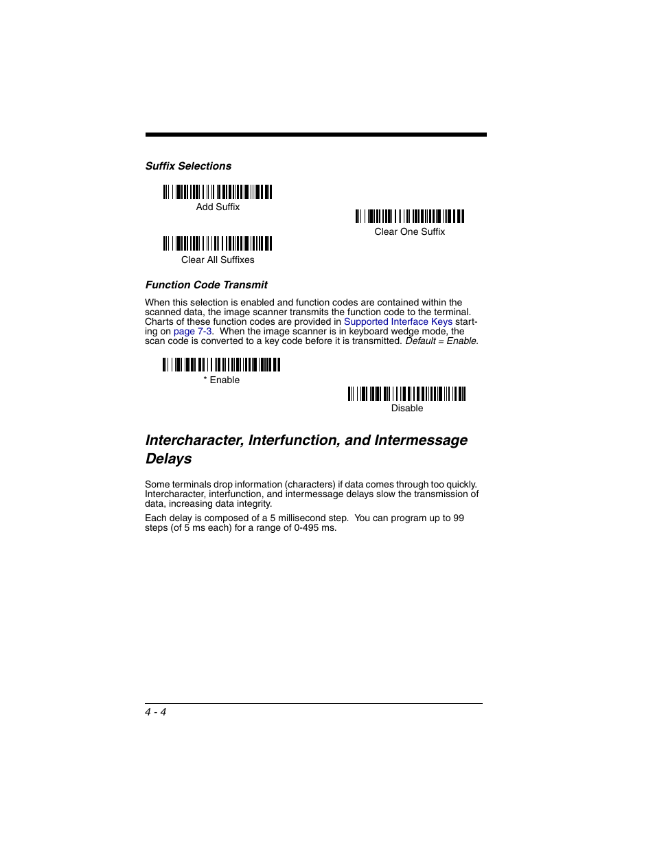 Suffix selections, Function code transmit, Suffix selections -4 function code transmit -4 | Intercharacter, interfunction, and intermessage | Honeywell 2020 User Manual | Page 80 / 188