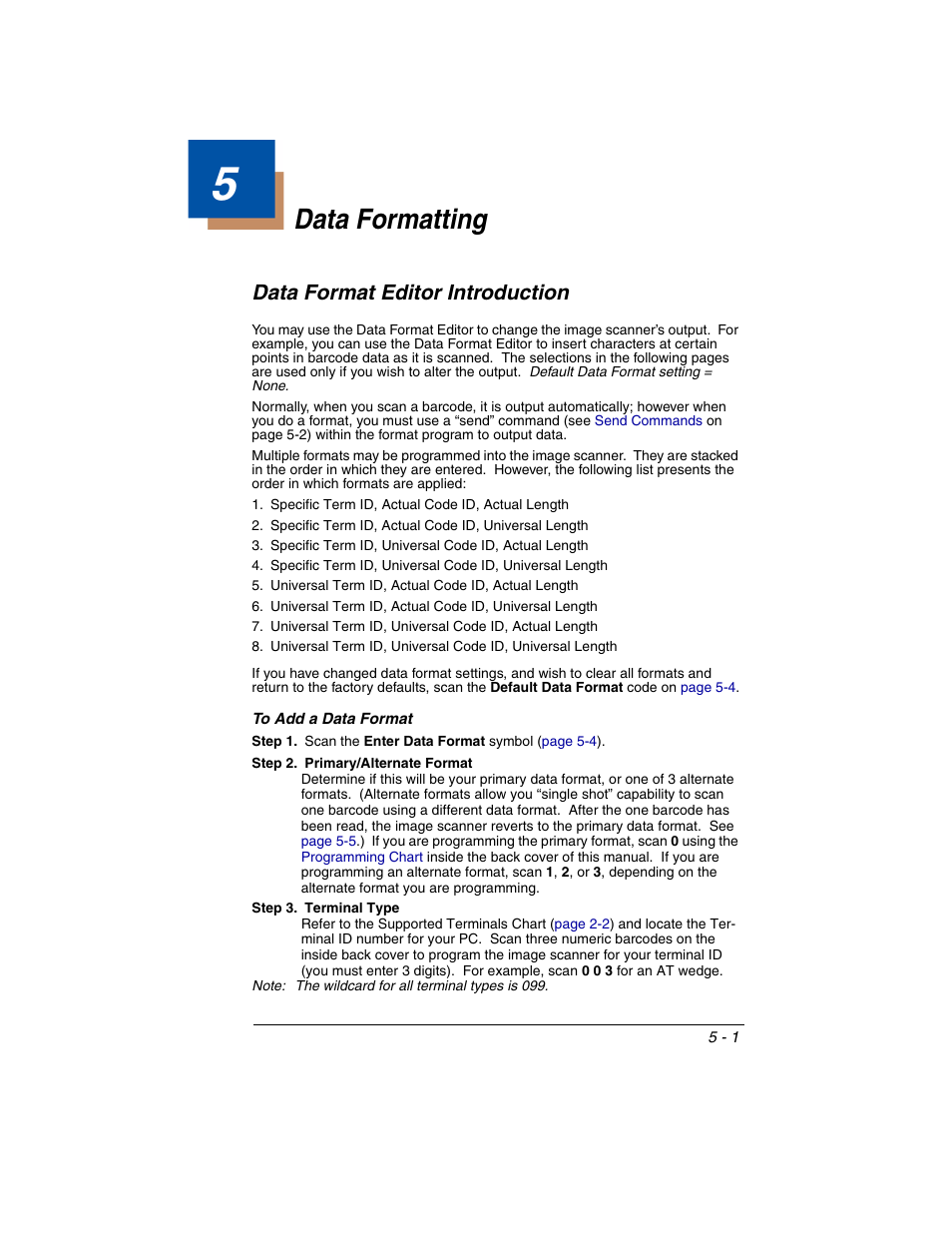 Data formatting, Data format editor introduction, To add a data format | Chapter 5 - data formatting, Data format editor introduction -1, To add a data format -1 | Honeywell 2020 User Manual | Page 83 / 188