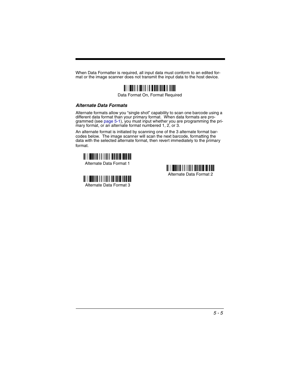 Alternate data formats, Alternate data formats -5 | Honeywell 2020 User Manual | Page 87 / 188