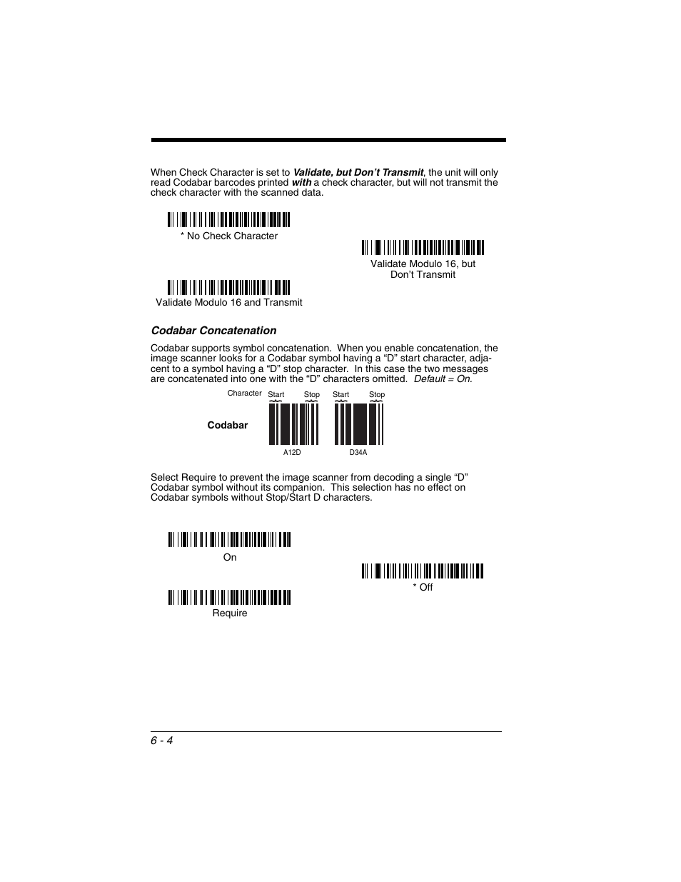 Codabar concatenation, Codabar concatenation -4 | Honeywell 2020 User Manual | Page 92 / 188