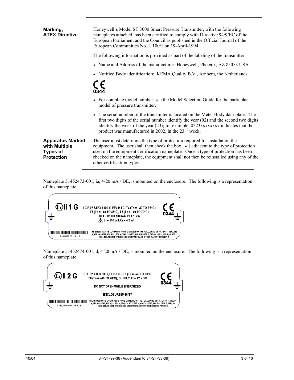 Honeywell ST 3000 User Manual | Page 117 / 126