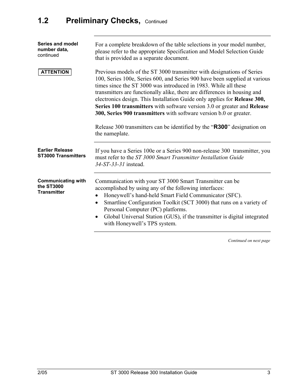 2 preliminary checks | Honeywell ST 3000 User Manual | Page 13 / 126