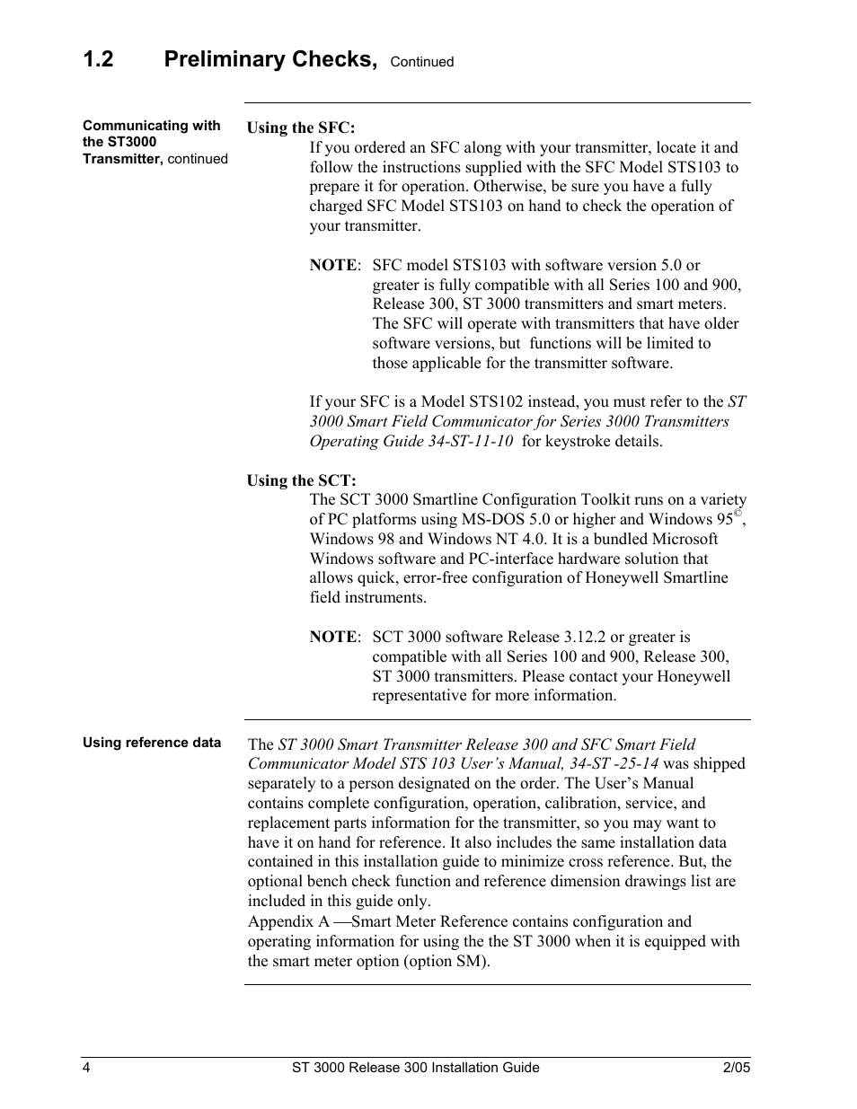 2 preliminary checks | Honeywell ST 3000 User Manual | Page 14 / 126