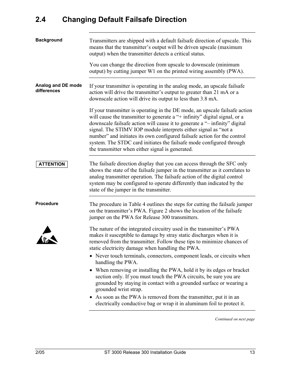 4 changing default failsafe direction | Honeywell ST 3000 User Manual | Page 23 / 126