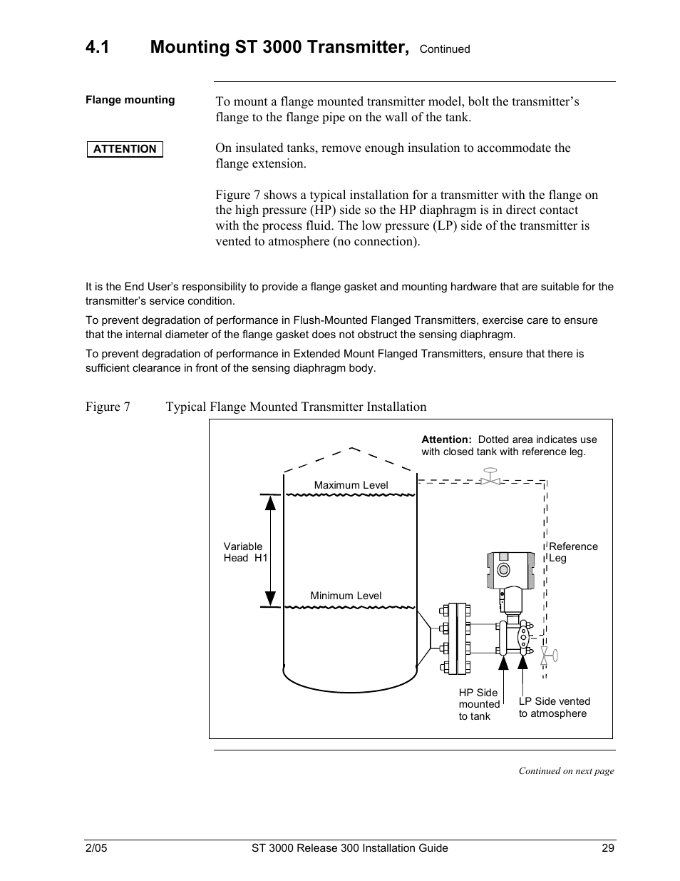 Figure 7, Typical flange mounted transmitter installation | Honeywell ST 3000 User Manual | Page 39 / 126