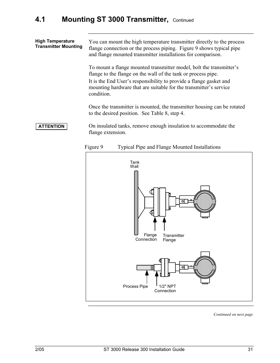 Figure 9, Typical pipe and flange mounted installations | Honeywell ST 3000 User Manual | Page 41 / 126