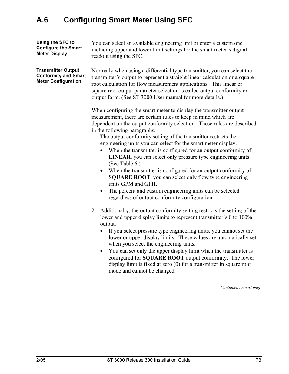 A.6 configuring smart meter using sfc | Honeywell ST 3000 User Manual | Page 83 / 126