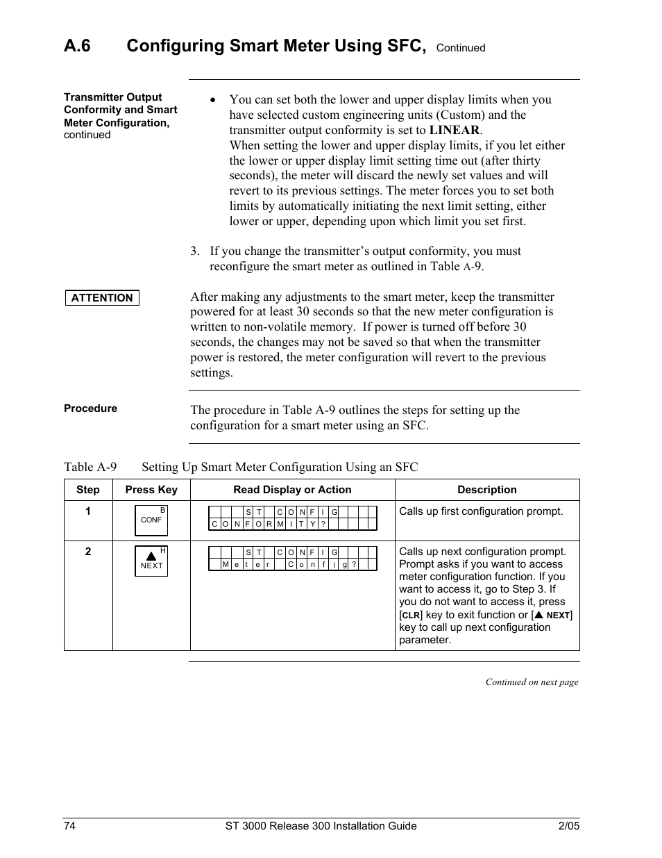 A.6 configuring smart meter using sfc | Honeywell ST 3000 User Manual | Page 84 / 126