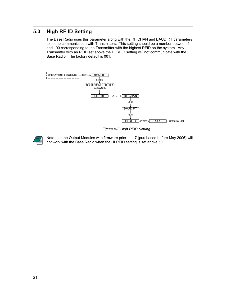 Rf id s, Etting, High rf id setting | 3 high rf id setting | Honeywell ISM BAND XYR 5000 LINE User Manual | Page 28 / 49