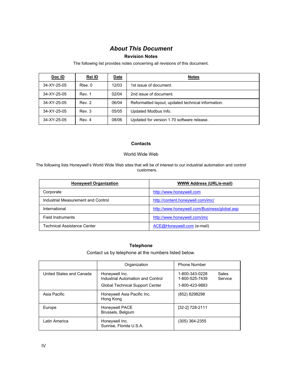 About this document | Honeywell ISM BAND XYR 5000 LINE User Manual | Page 4 / 49