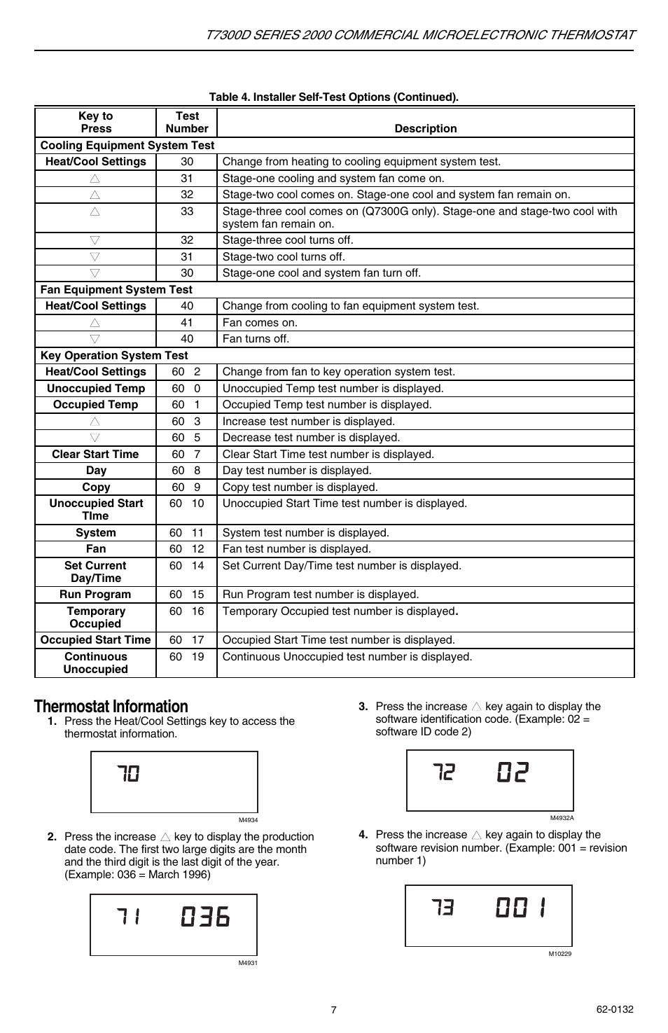 Thermostat information | Honeywell SERIES 2000 T7300D User Manual | Page 7 / 12