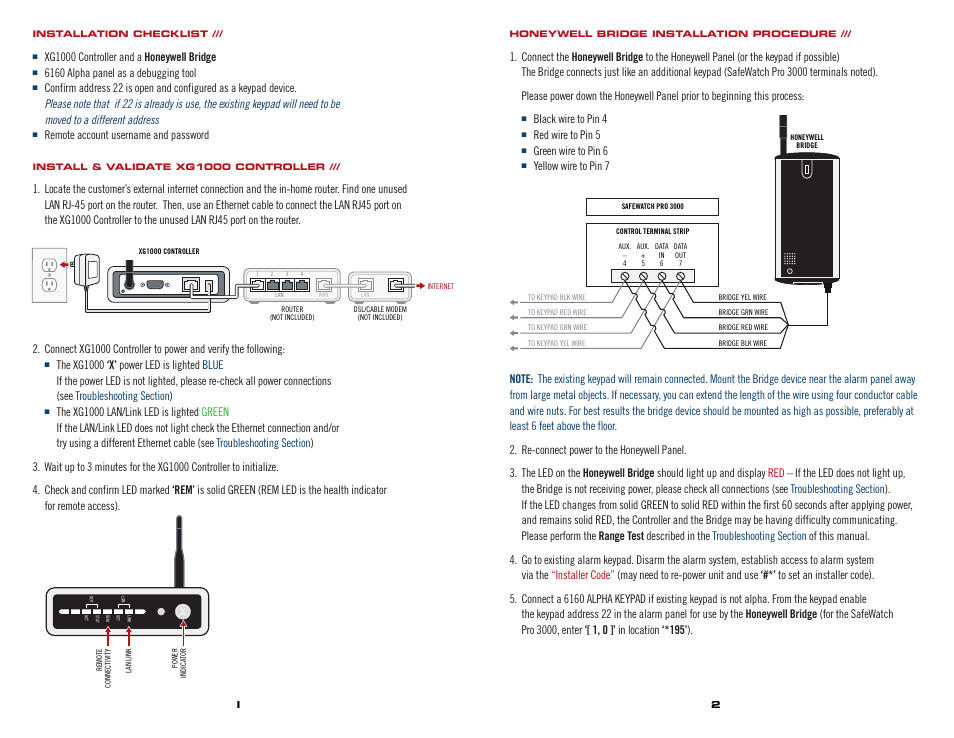 Honeywell XG1000 User Manual | Page 2 / 4