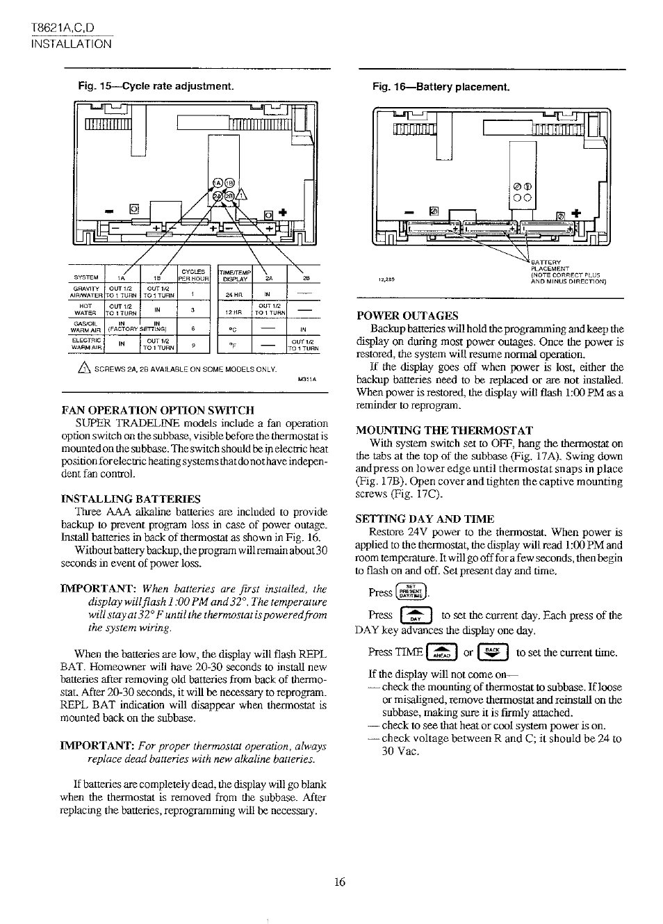 Honeywell CHRONOTHERM T8621A User Manual | Page 16 / 32