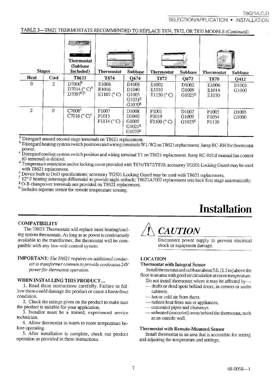 Honeywell CHRONOTHERM T8621A User Manual | Page 7 / 32