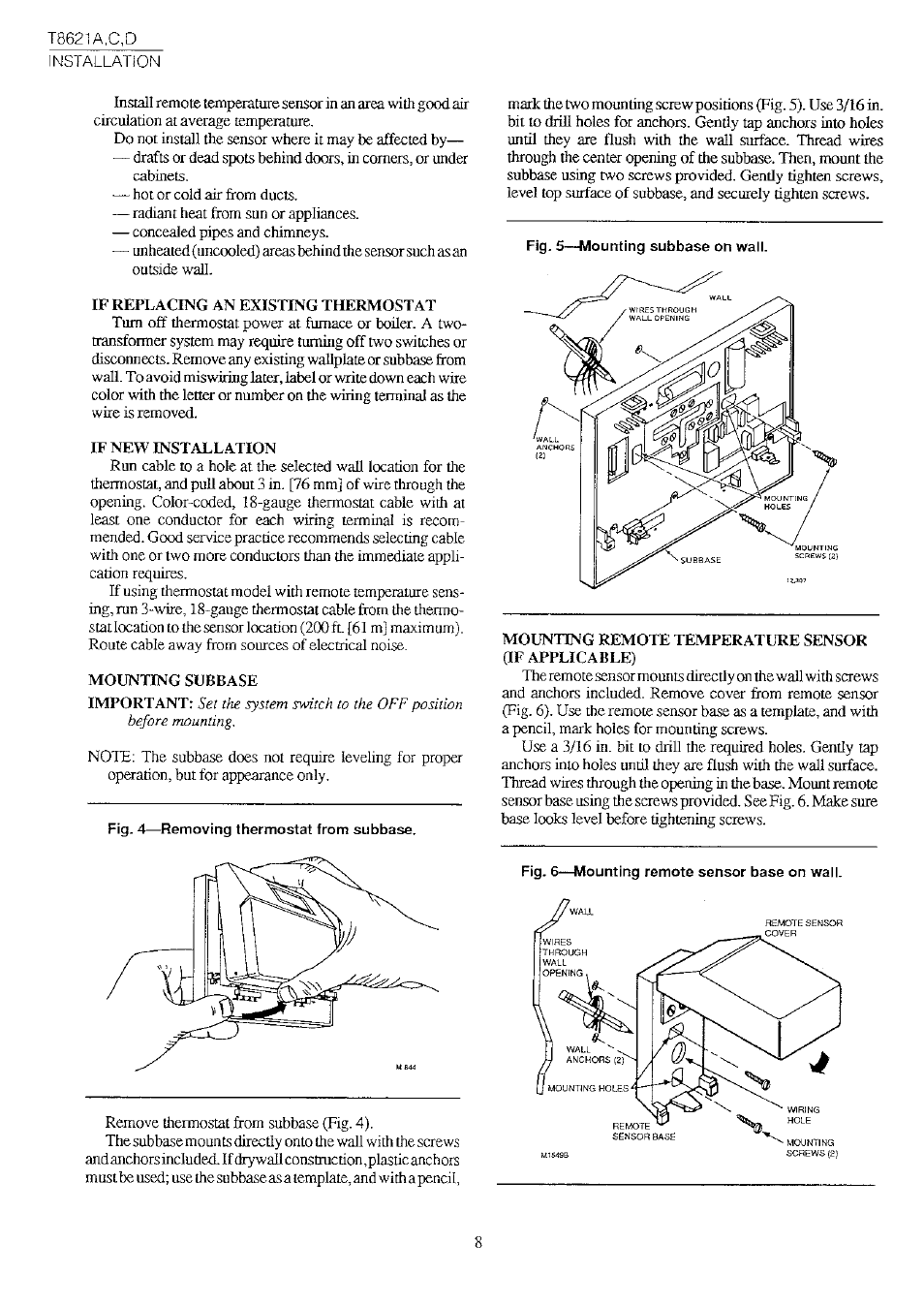 Honeywell CHRONOTHERM T8621A User Manual | Page 8 / 32