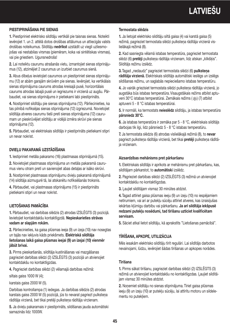 Latviešu | Honeywell BH-777FTE User Manual | Page 45 / 78