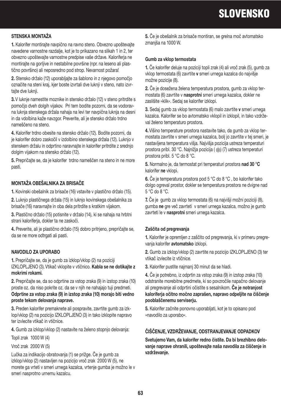Slovensko | Honeywell BH-777FTE User Manual | Page 63 / 78