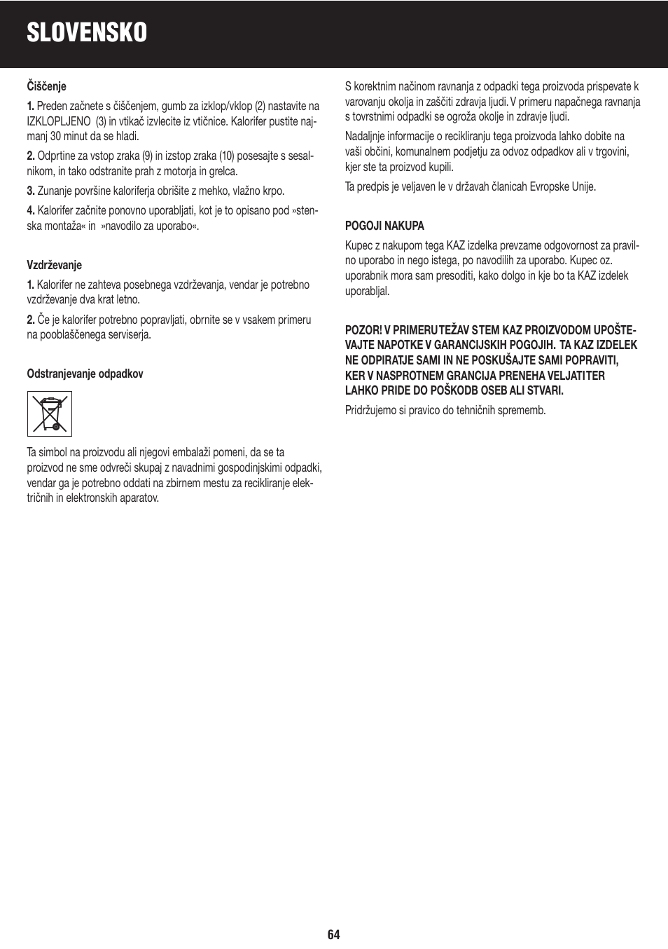 Slovensko | Honeywell BH-777FTE User Manual | Page 64 / 78
