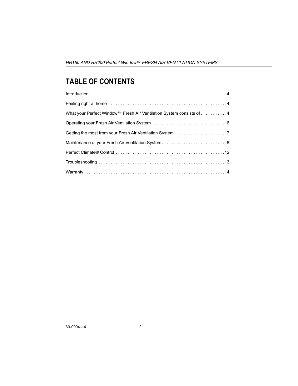 Honeywell PERFECT WINDOW HR150 User Manual | Page 2 / 12