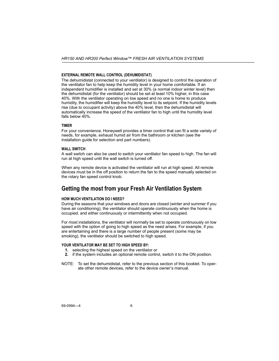 Honeywell PERFECT WINDOW HR150 User Manual | Page 6 / 12